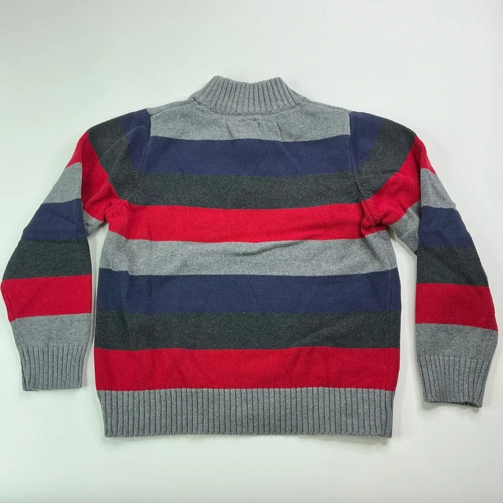 OshKosh Multi-Color Striped Quarter-Zip Sweater Kids Size 8 Cotton Knit Pullover